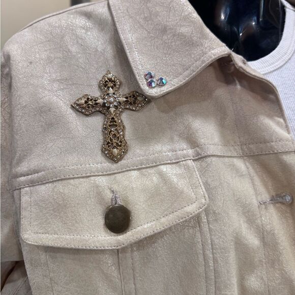 Cross Bedazzled Tan Jacket - Picture 7 of 9